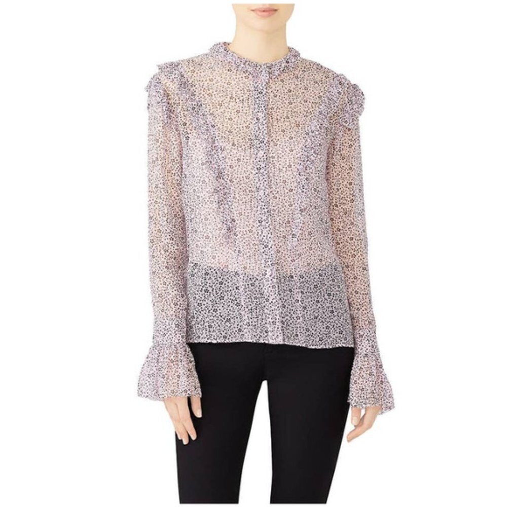 Zadig & Voltaire Sheer Tweet Goa Ruffled Shirt sz Medium